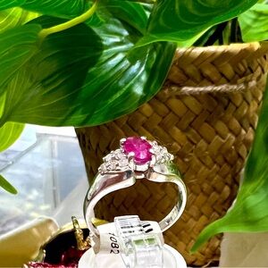 Ruby and Diamond Ring 14k white gold